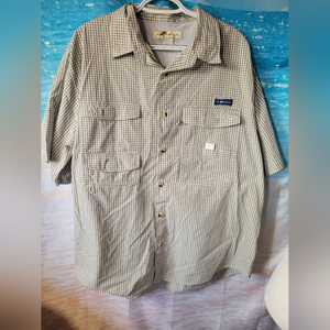 Joe Marlin Gingham short Sleeve Button down Fishing‎ shirt Size XL